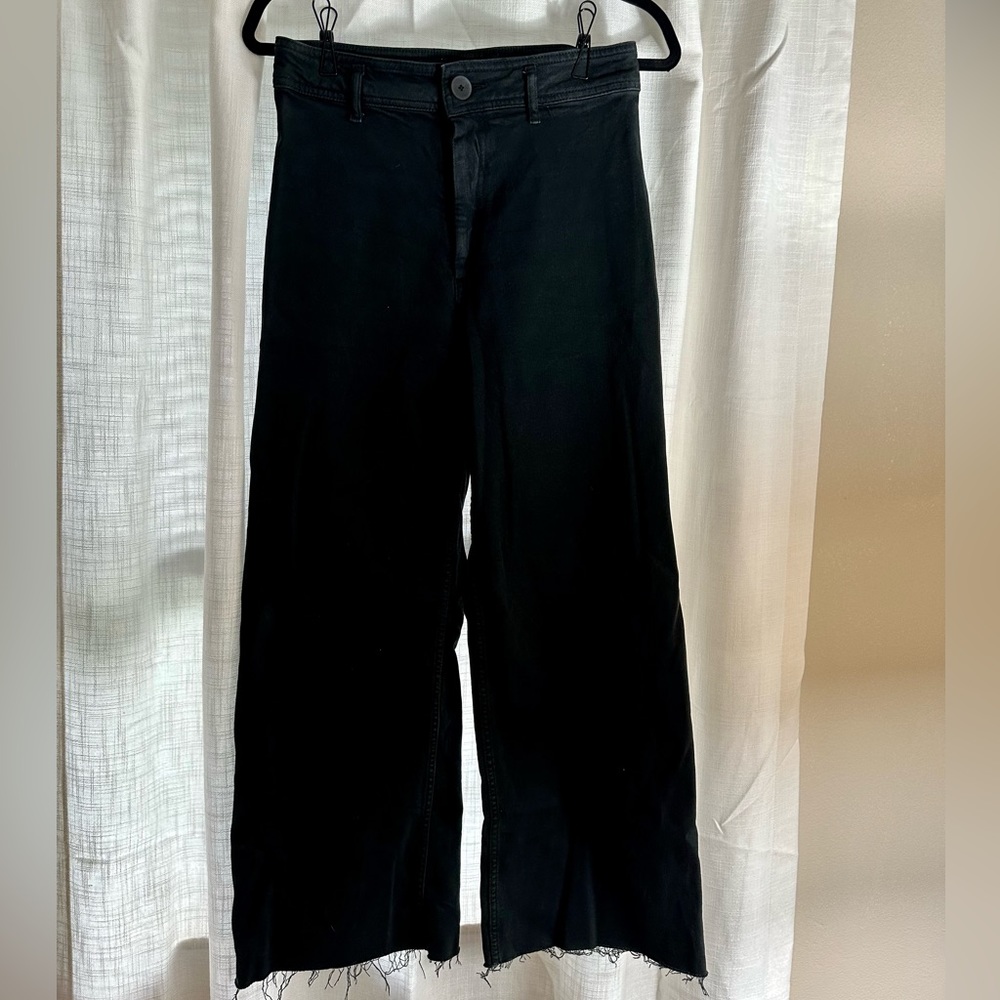 Zara wide legged-raw hem jeans.